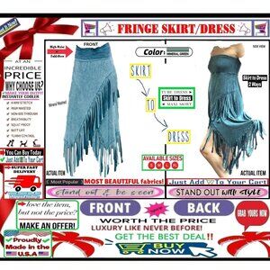 🛑 BULLY Fold Over ➕🆒 SKIRT/DRESS High Waist FRINGE Mineral Wash 💸BUY NOW‼️🟢